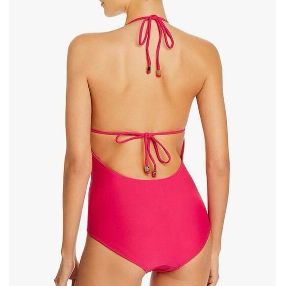Shoshanna Swimwear Size 6 Swimsuit Bathing Suit One Piece Ruffled Magenta Pink - Picture 2 of 7
